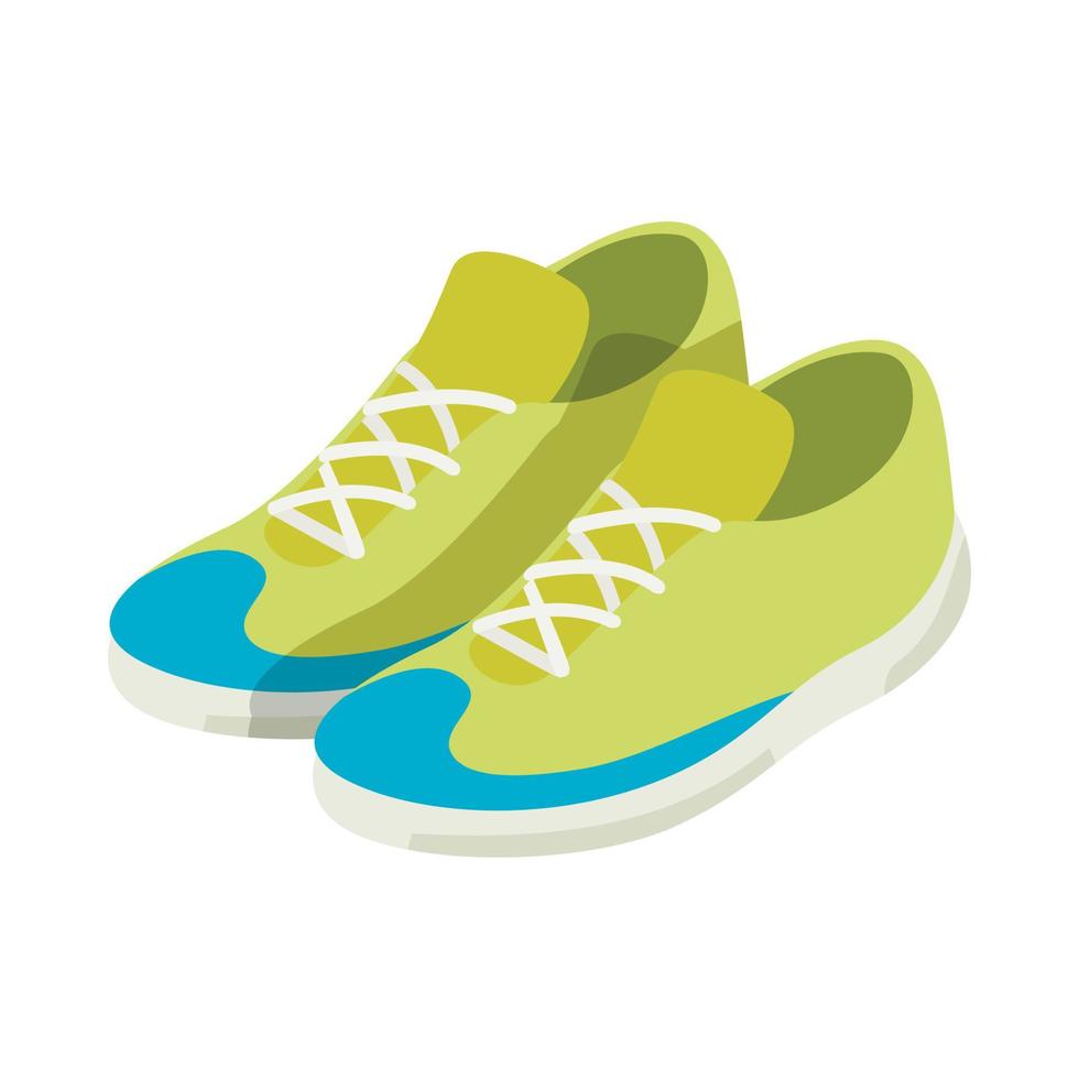 Green sneakers icon, isometric 3d style vector