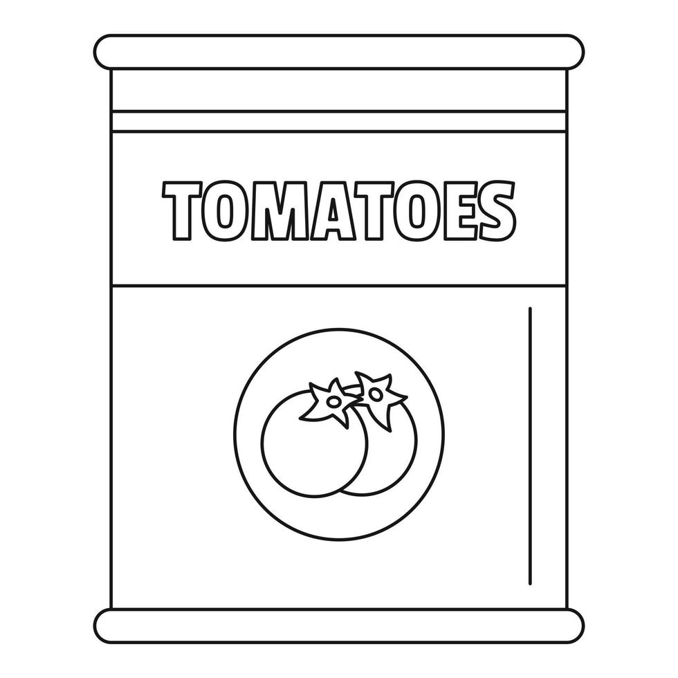 icono de lata de tomates, estilo de esquema vector