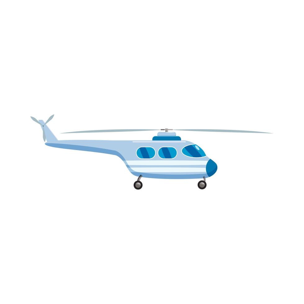 Blue helicopter icon, cartoon style vector