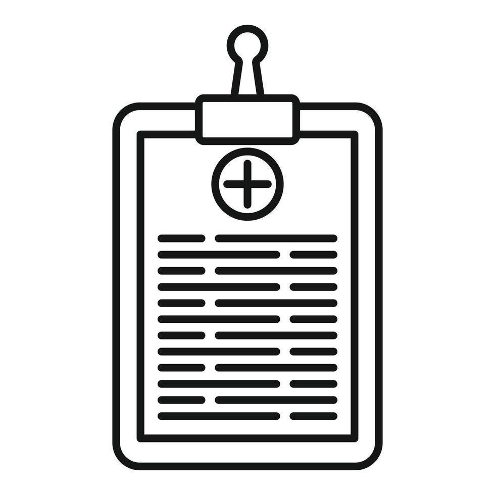 Medical clipboard icon, outline style vector