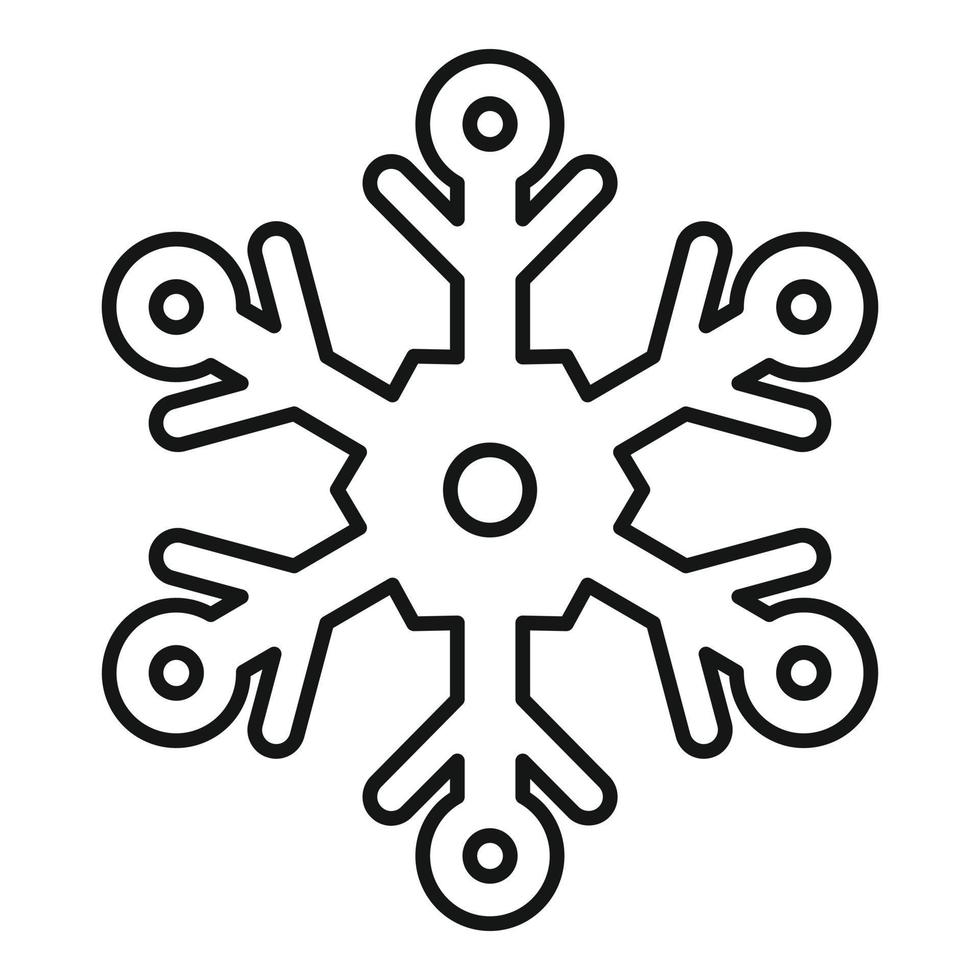 Ornate snowflake icon, outline style vector