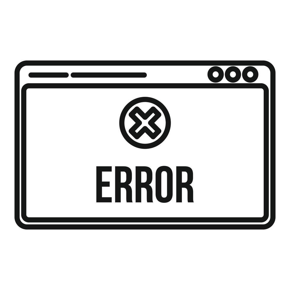 icono de página web de error, estilo de esquema vector