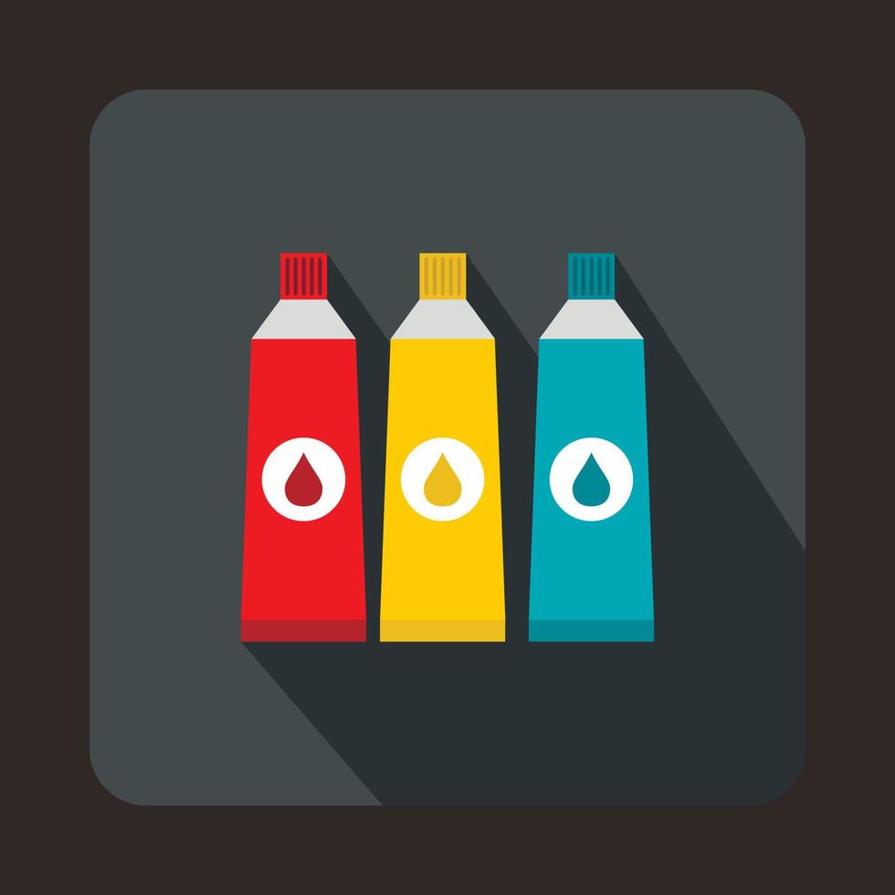 Three tubes with colorful paint icon vector