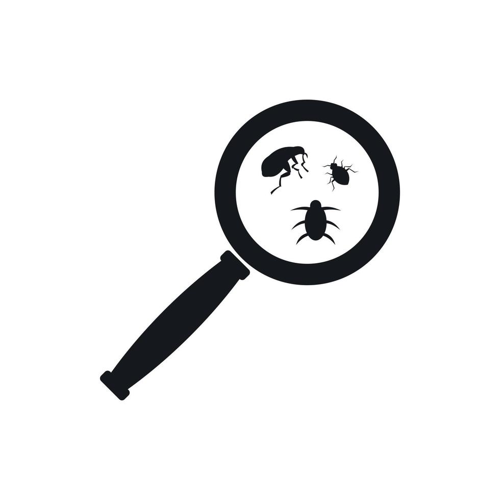 Magnifier and insects icon, simple style vector