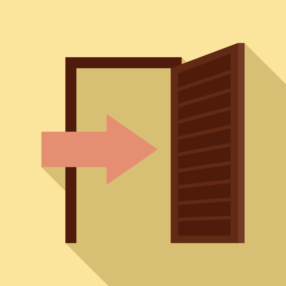 Open wood door icon, flat style vector