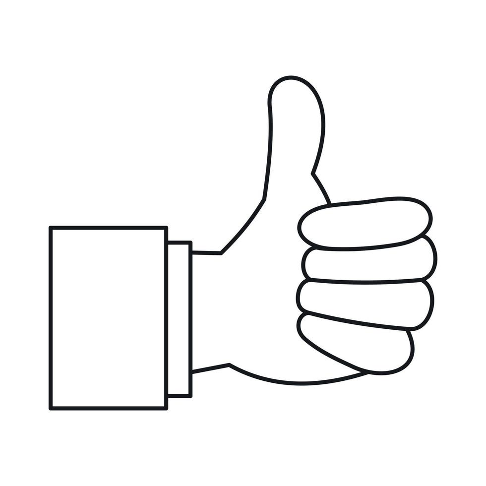 Thumb up gesture icon, outline style vector