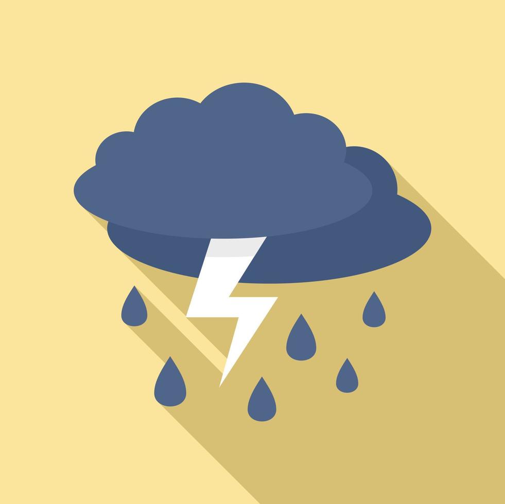 Weather thunderstorm icon, flat style vector