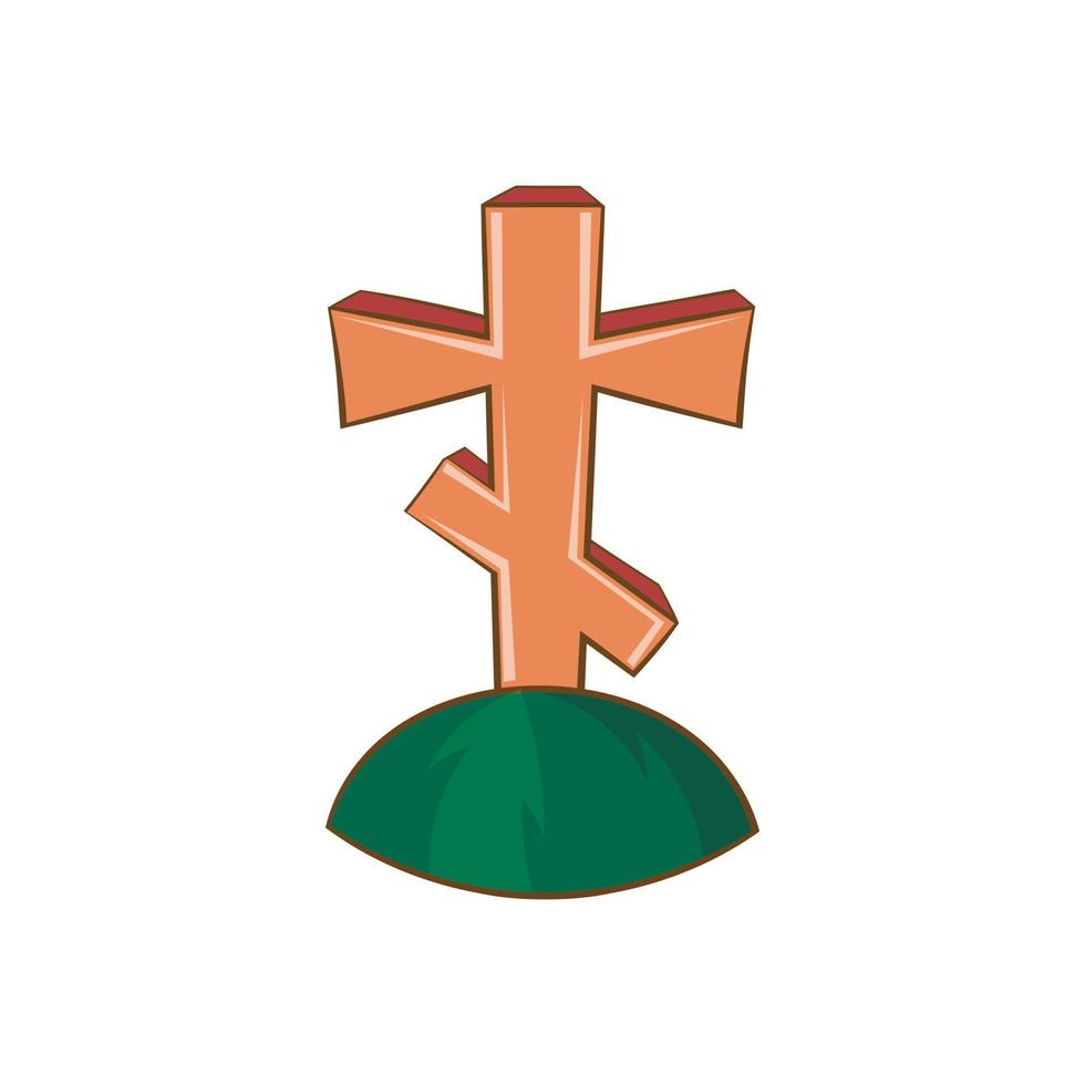 Grave cross icon, cartoon style vector