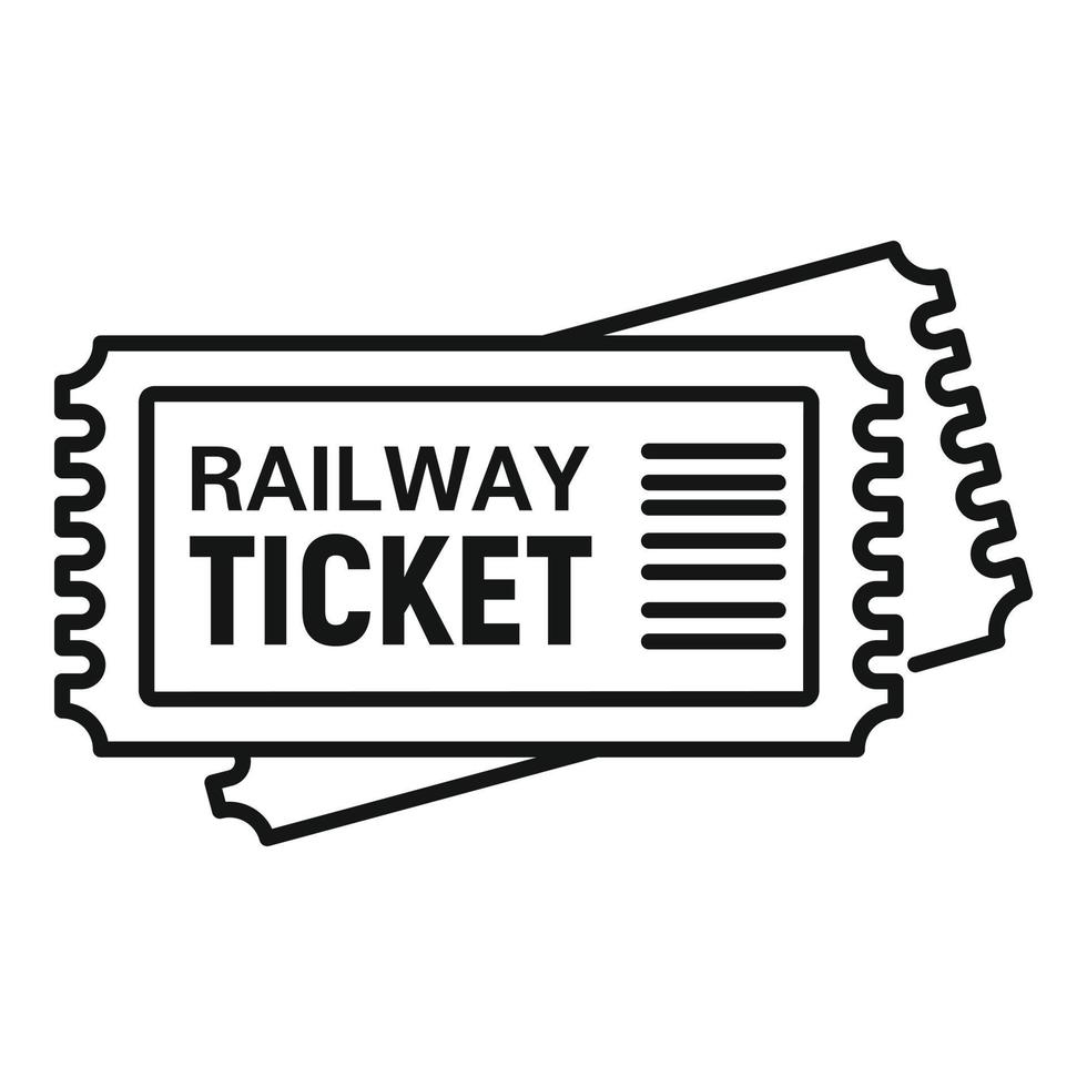 icono de billete de tren, estilo de esquema vector