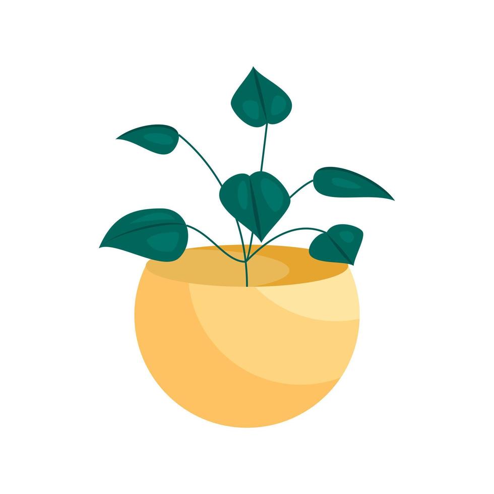 planta de la casa en un icono de olla, estilo de dibujos animados vector