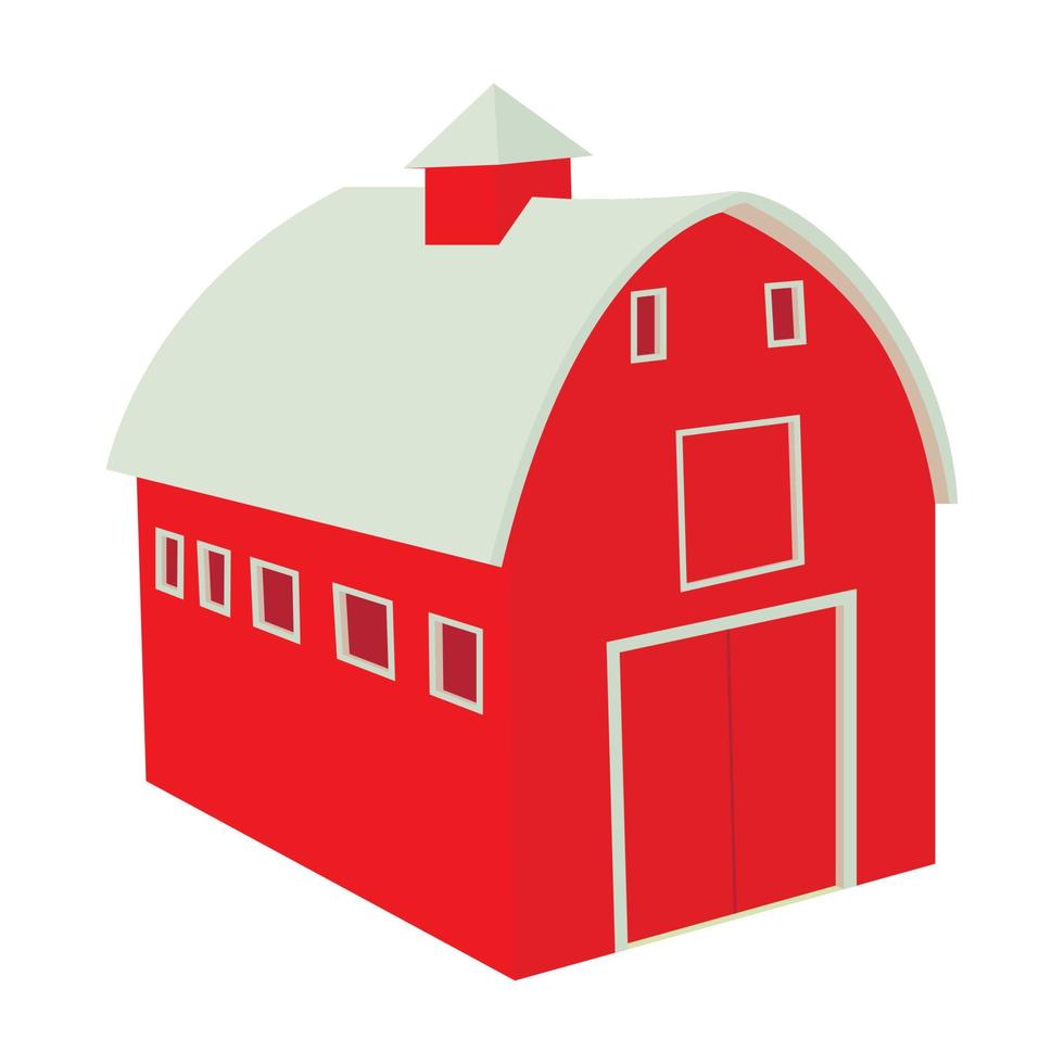 Wooden red barn icon in cartoon style vector