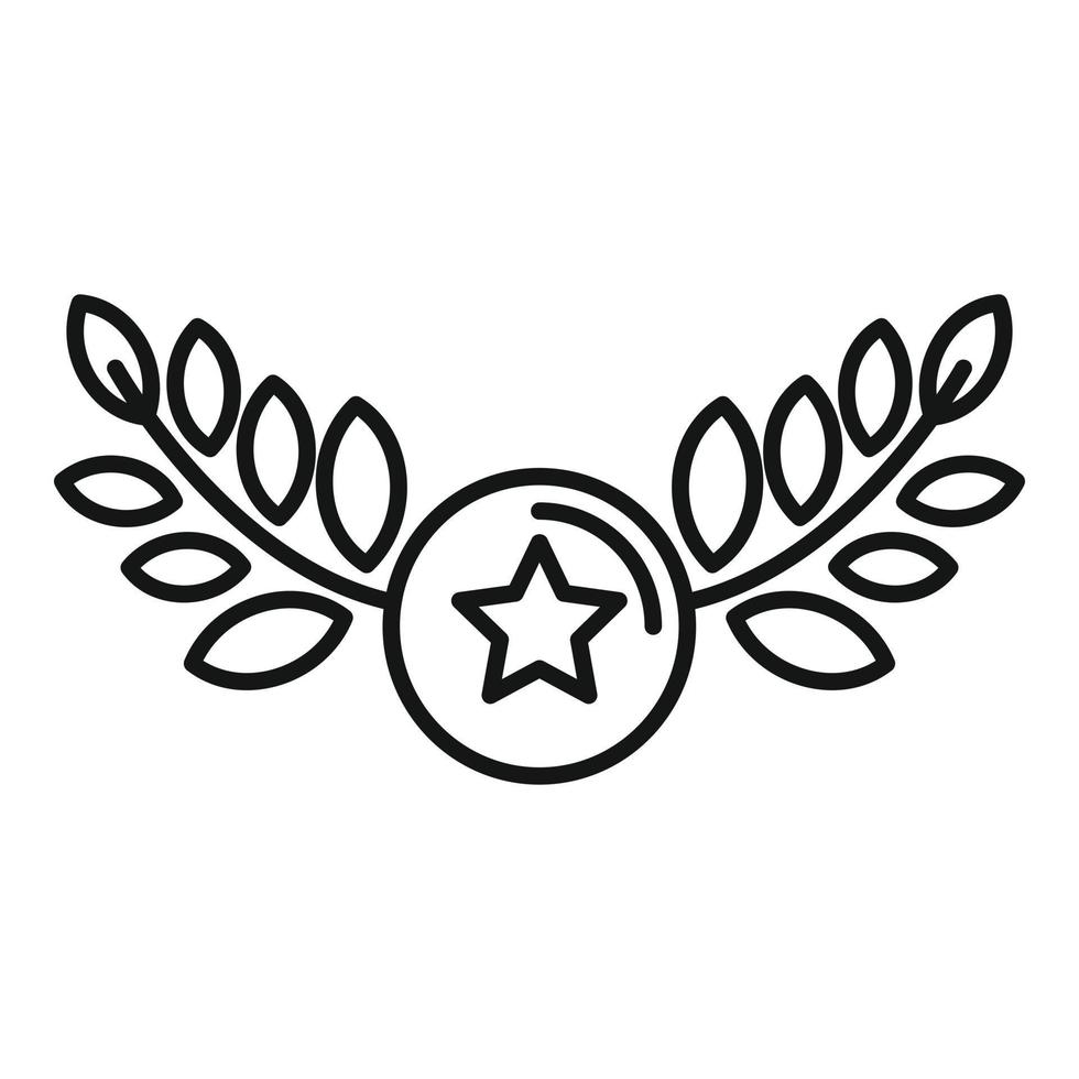 icono de emblema de laurel, estilo de esquema vector