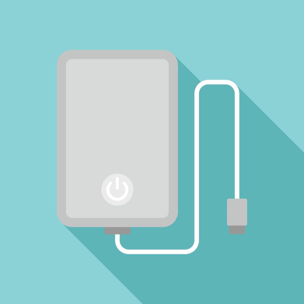 Power bank with cable icon, flat style vector