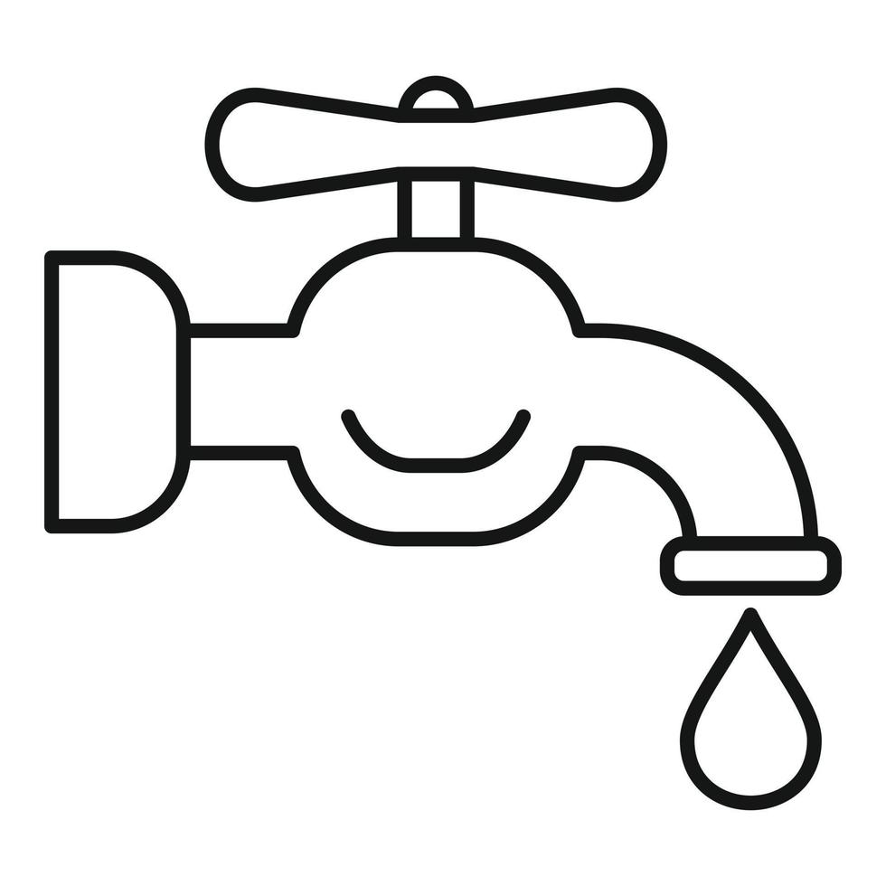 Broken water tap icon, outline style vector