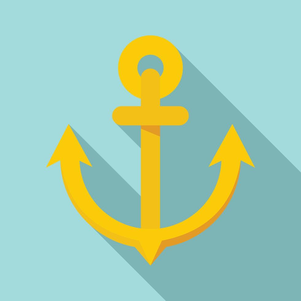 icono de ancla de barco, estilo plano vector