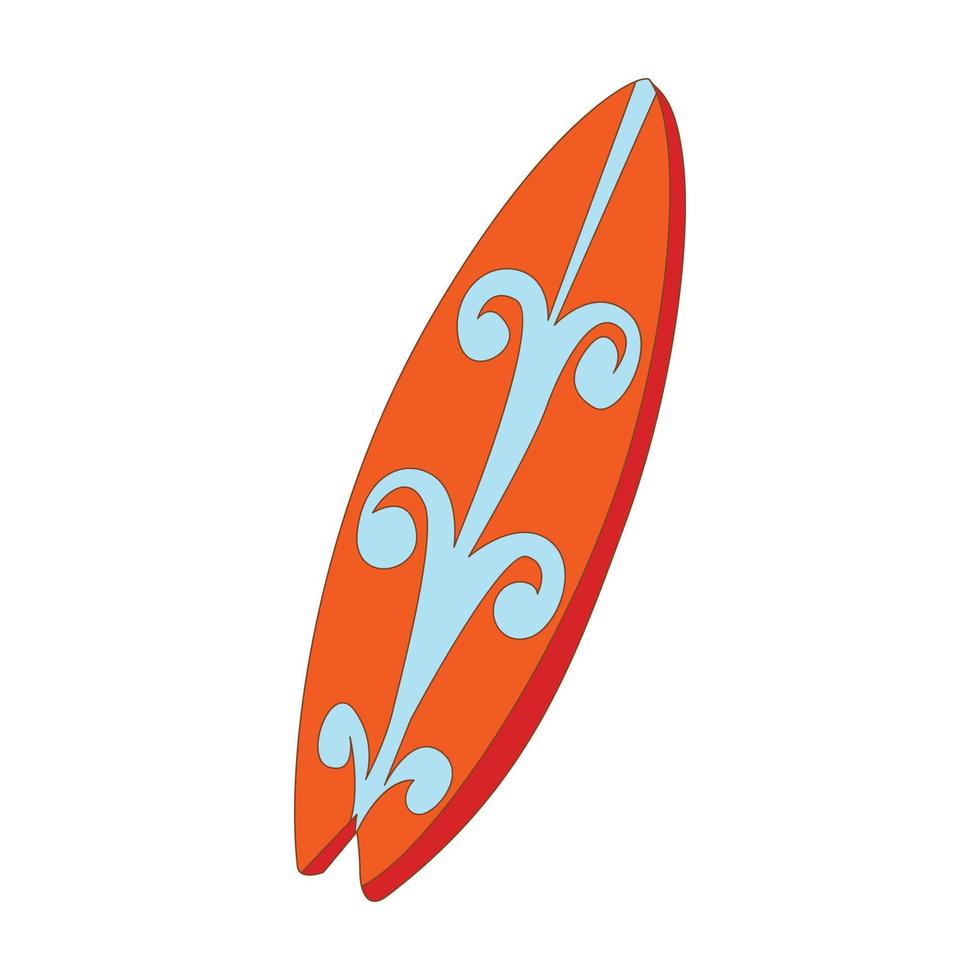 icono de tabla de surf, estilo de dibujos animados vector
