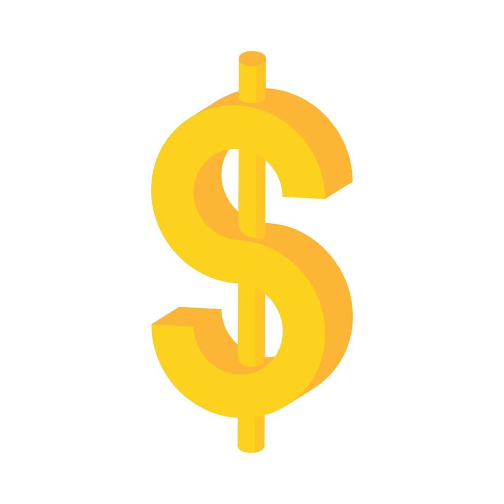 Yellow dollar sign icon, cartoon style vector