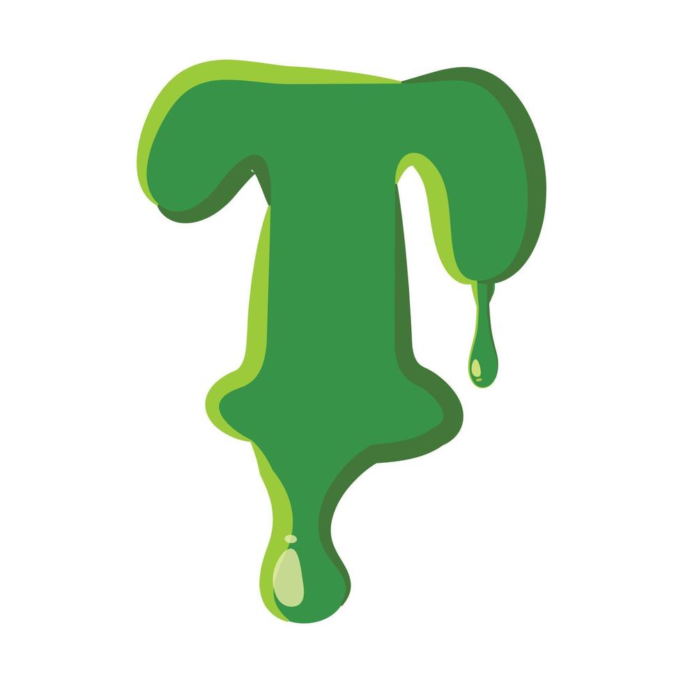 Letter T made of green slime vector