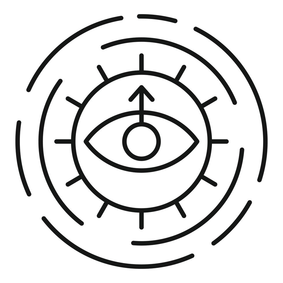 Alchemy sun eye icon, outline style vector