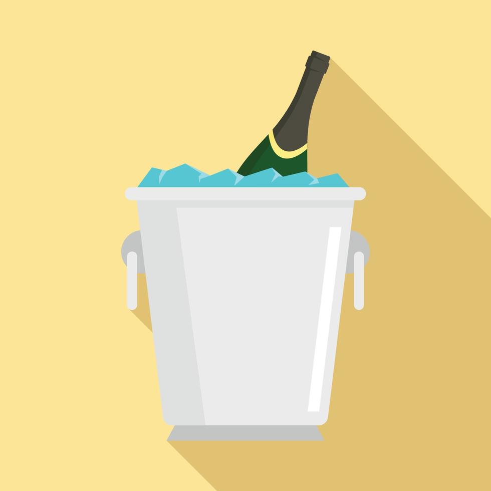 Champagne ice bucket icon, flat style vector