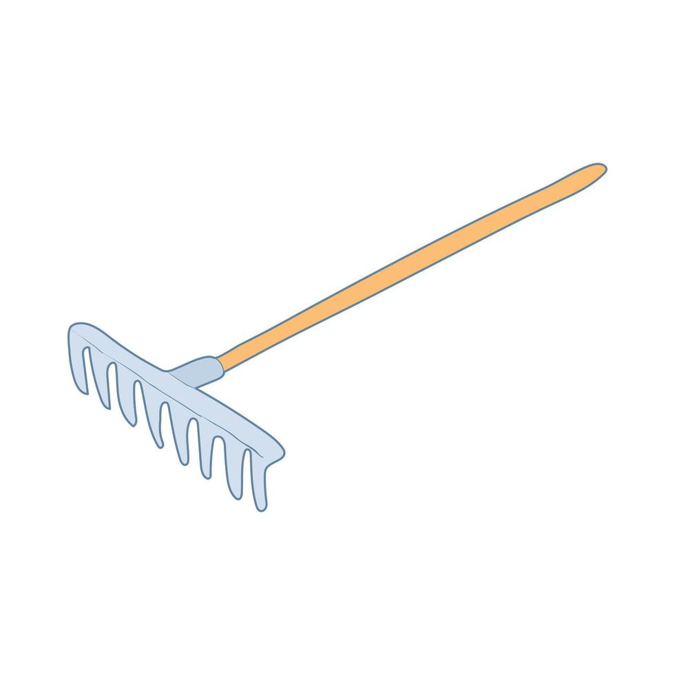 Rake with a wooden handle icon, cartoon style 14577525 Vector Art at ...