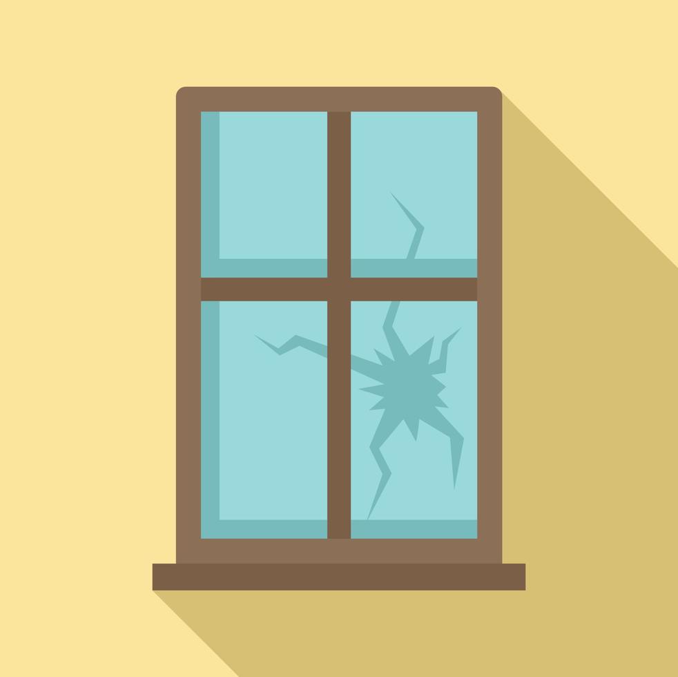 Broken window icon, flat style vector