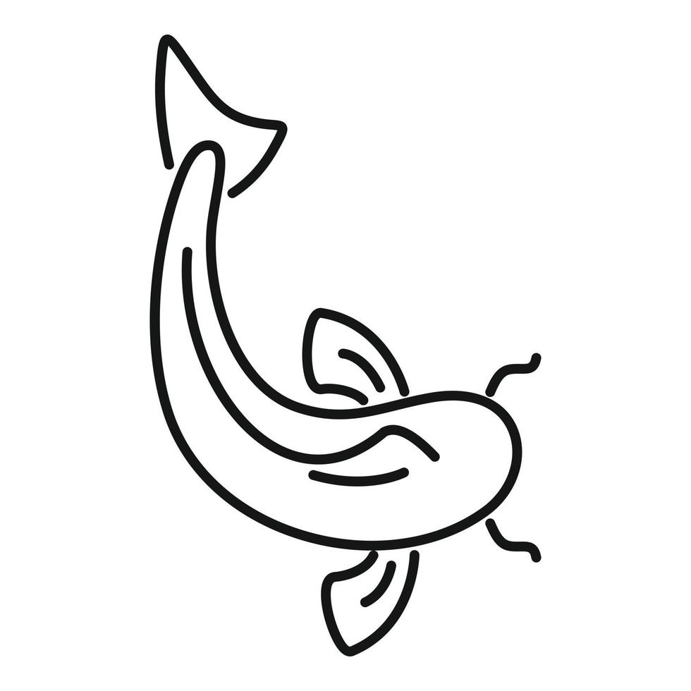 icono de carpa koi de japón, estilo de esquema vector