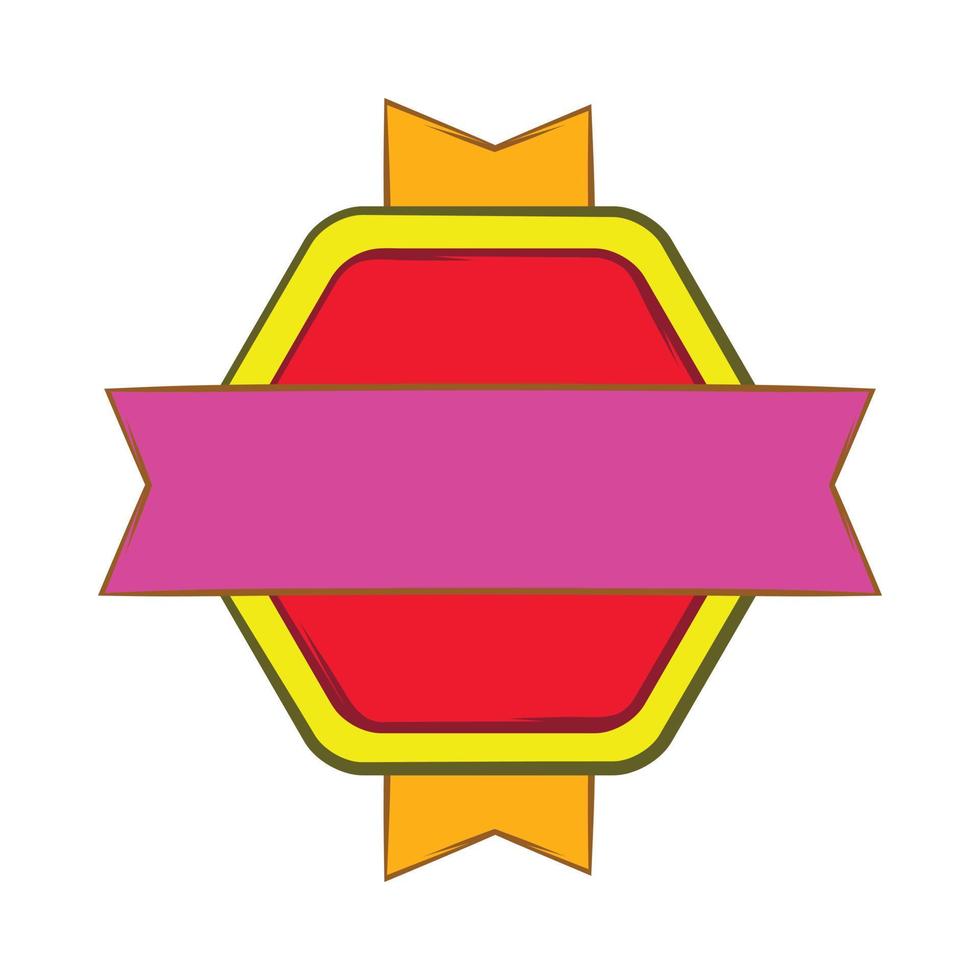 insignia roja con icono de cintas amarillas y violetas vector