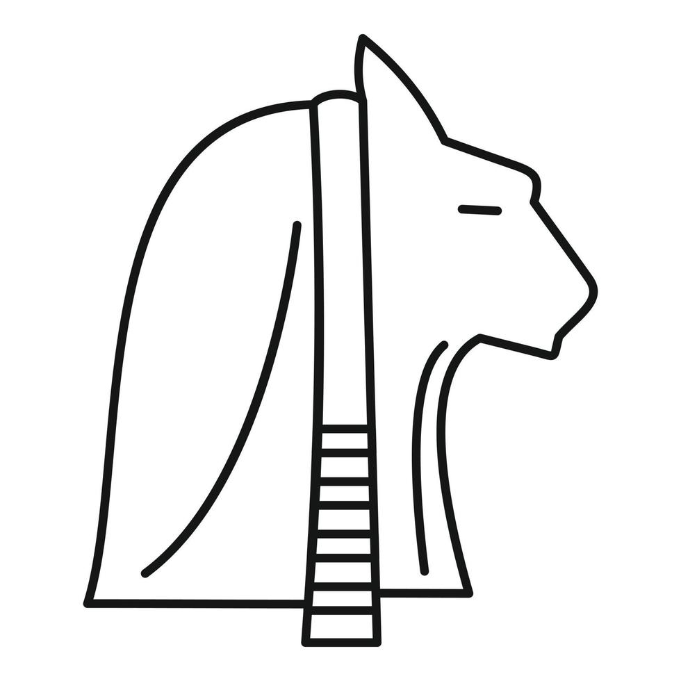 icono de cabeza de gato de Egipto, estilo de contorno vector