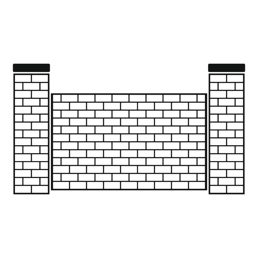 Fence of brick icon, simple style. vector
