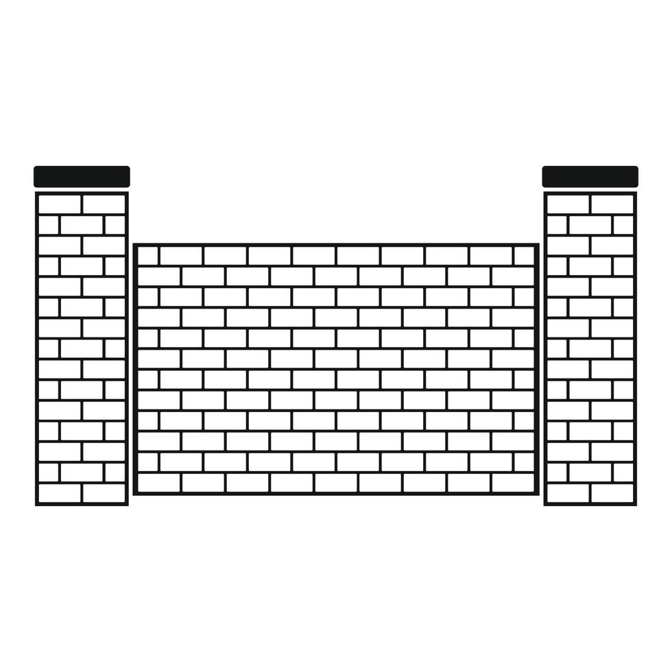 Fence of brick icon, simple style. vector