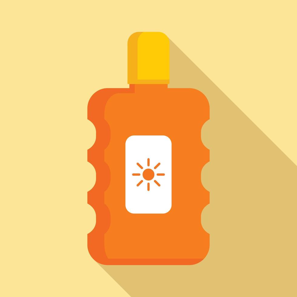 icono de botella de protector solar, tipo plano vector