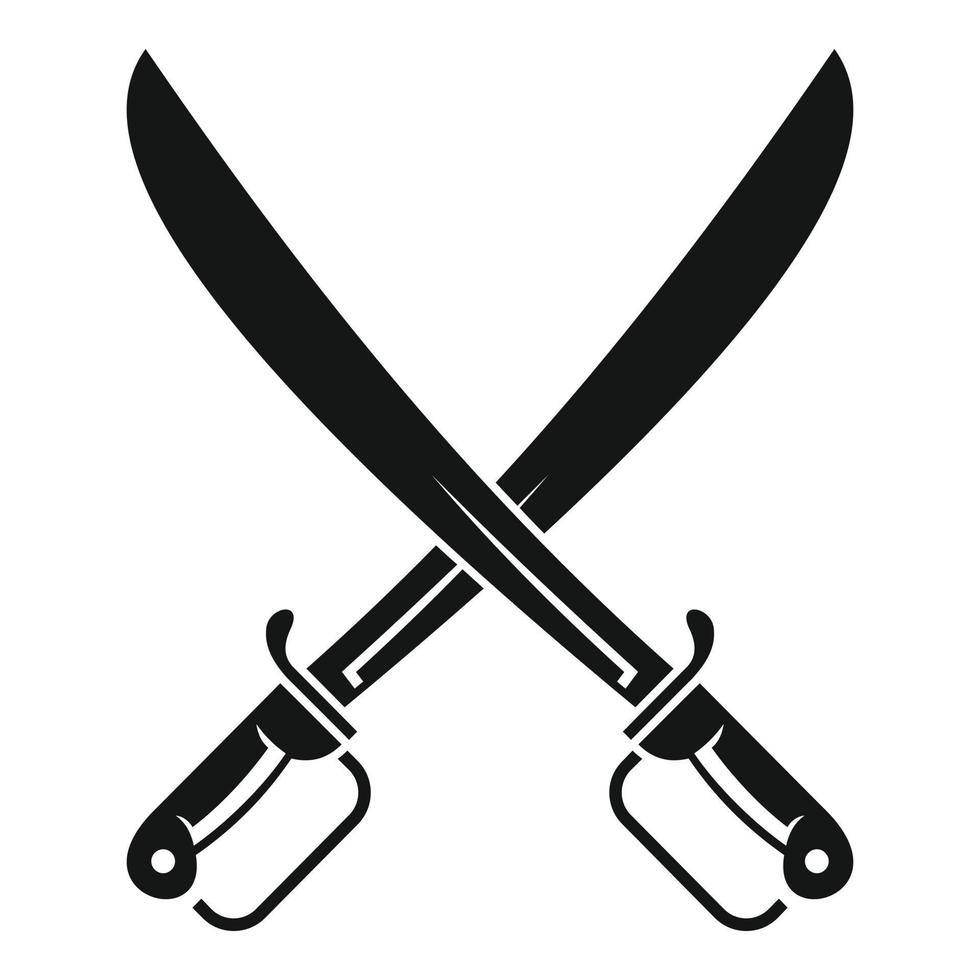 Metal crossed sword icon, simple style vector