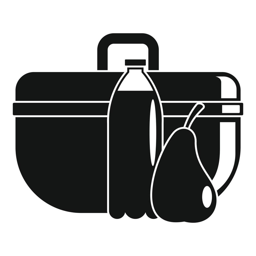 Pear lunch box icon, simple style vector