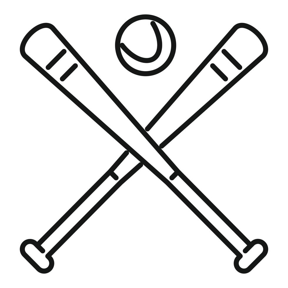 icono de bate de béisbol, estilo de esquema vector