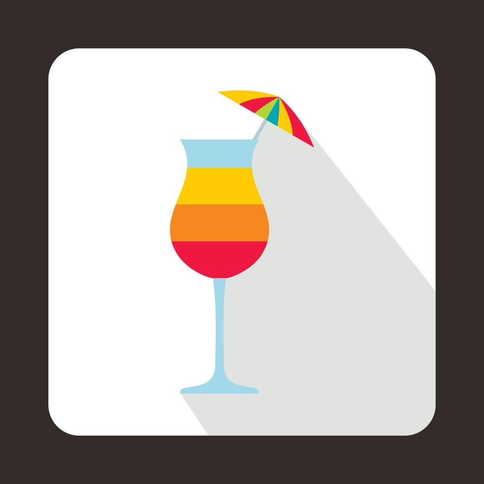 Colorful layered cocktail with umbrella icon vector