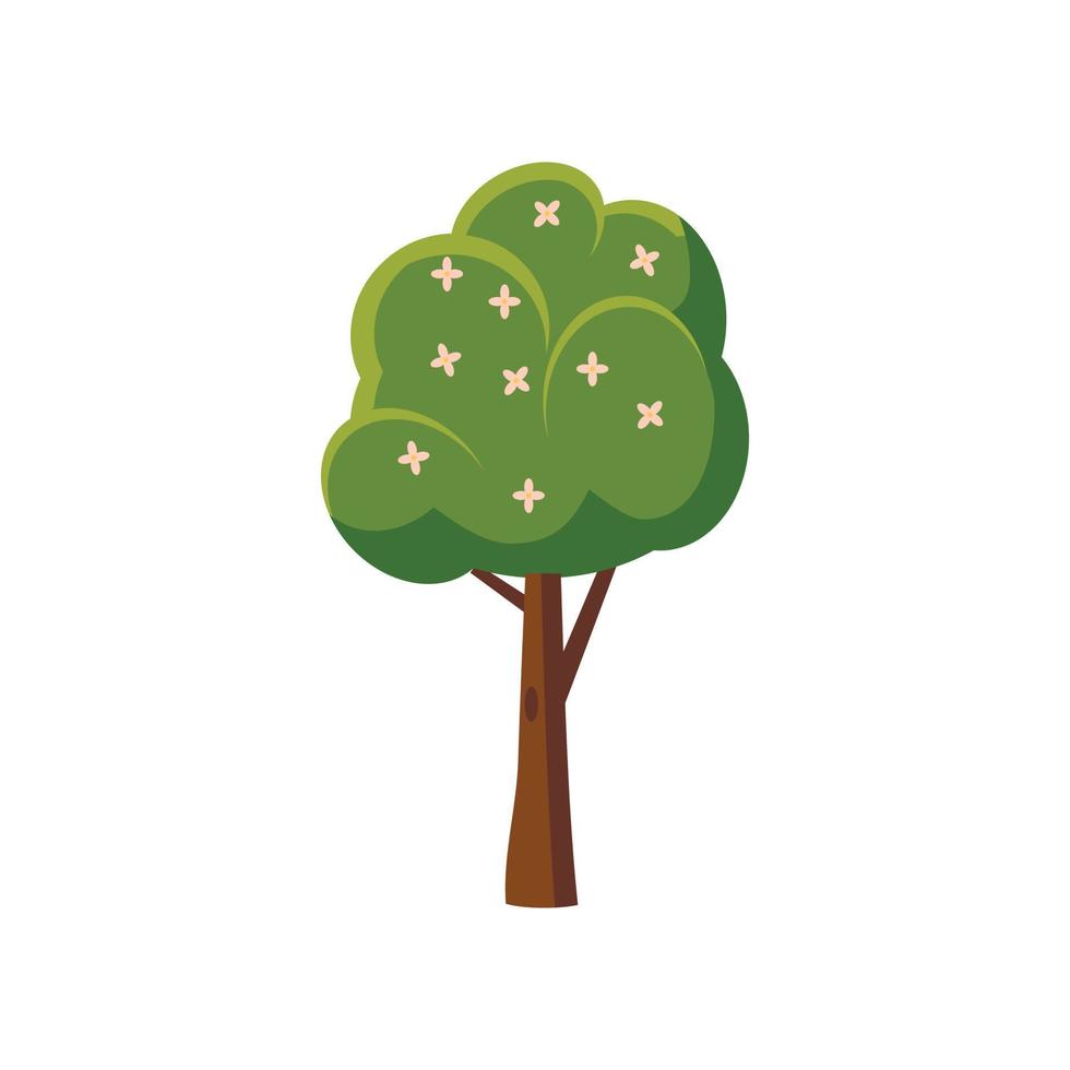 Tree with flowers icon, cartoon style vector