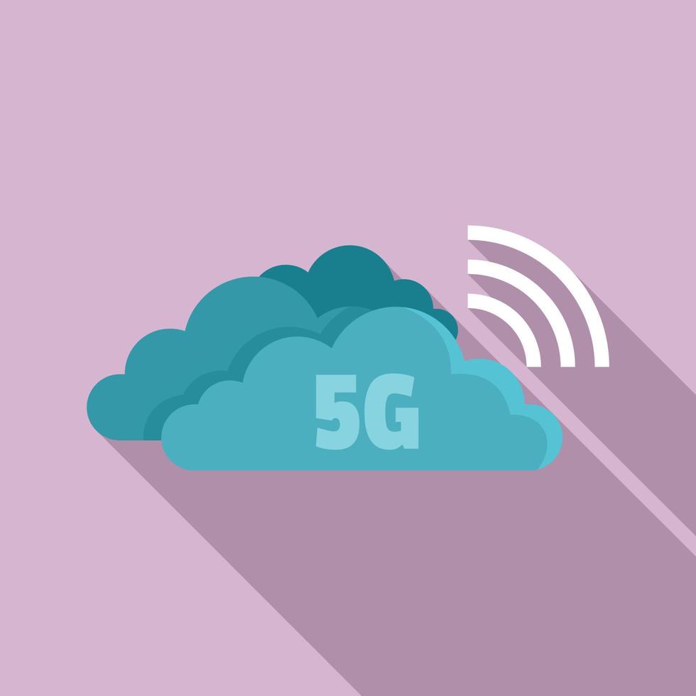 5G cloud technology icon, flat style vector