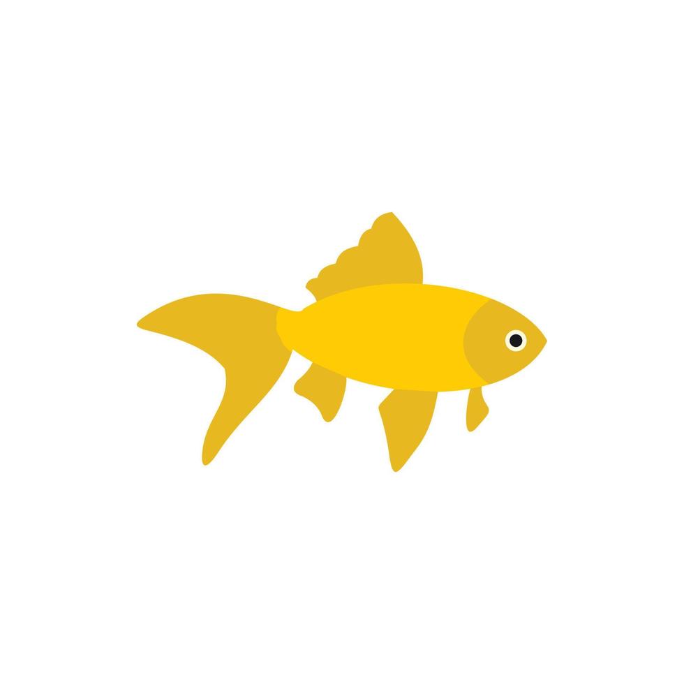 Golden fish icon in flat style vector