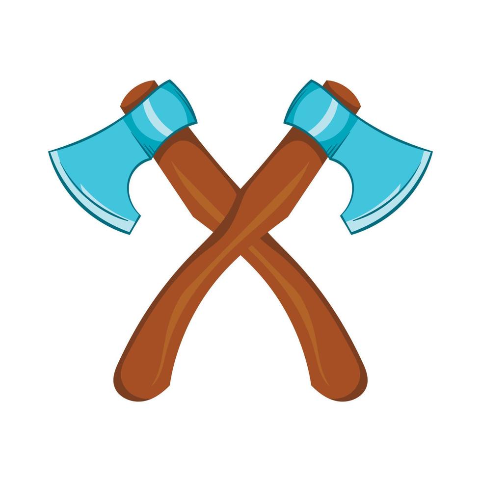 Two crossed axes icon, cartoon style vector