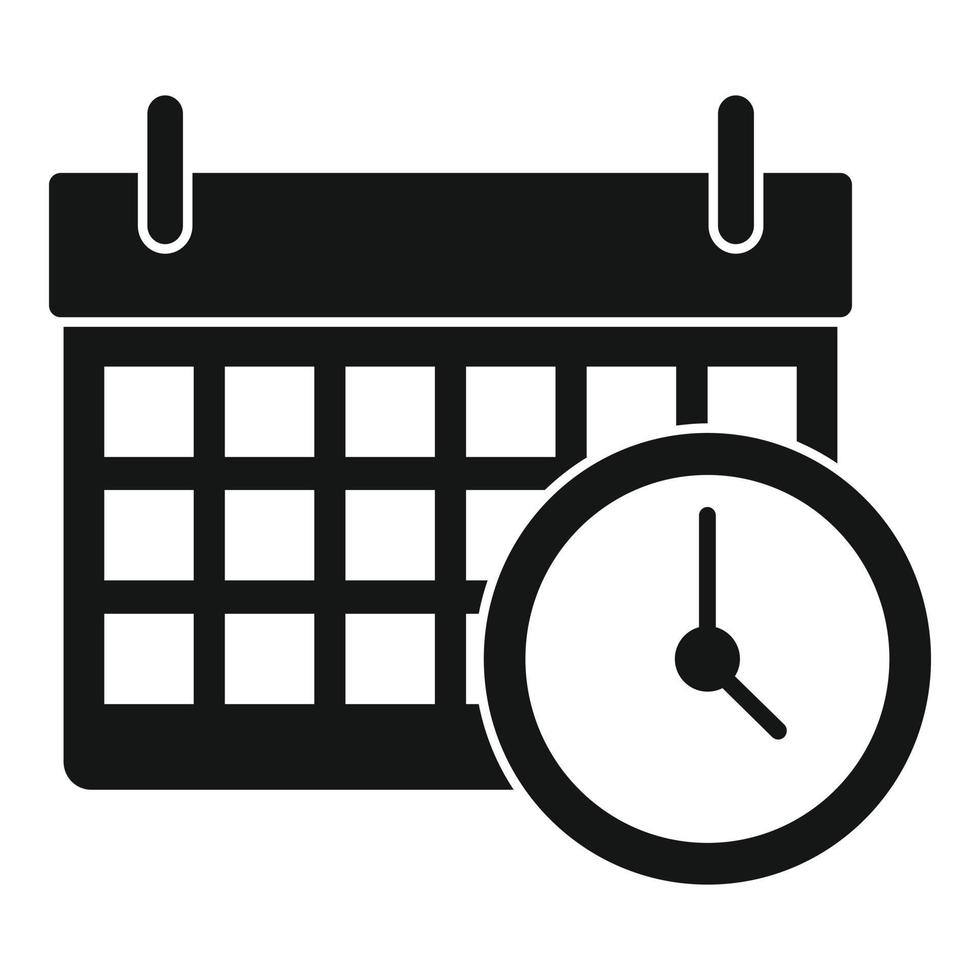 Calendar time clock icon, simple style vector