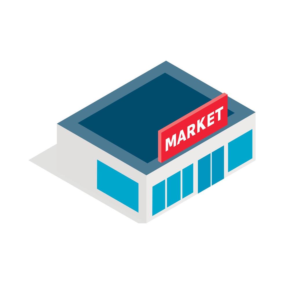 Supermarket building icon, isometric 3d style vector