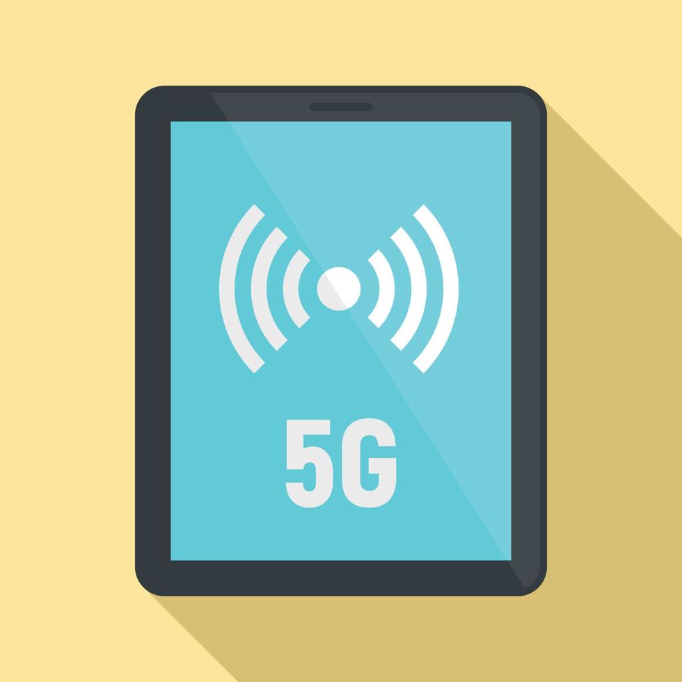 5G tablet icon, flat style vector