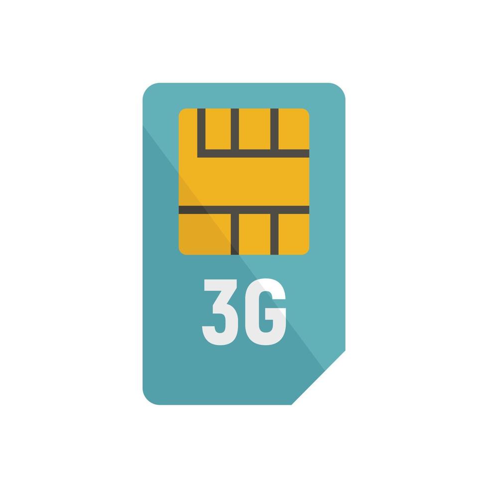 3g sim card icon, flat style vector
