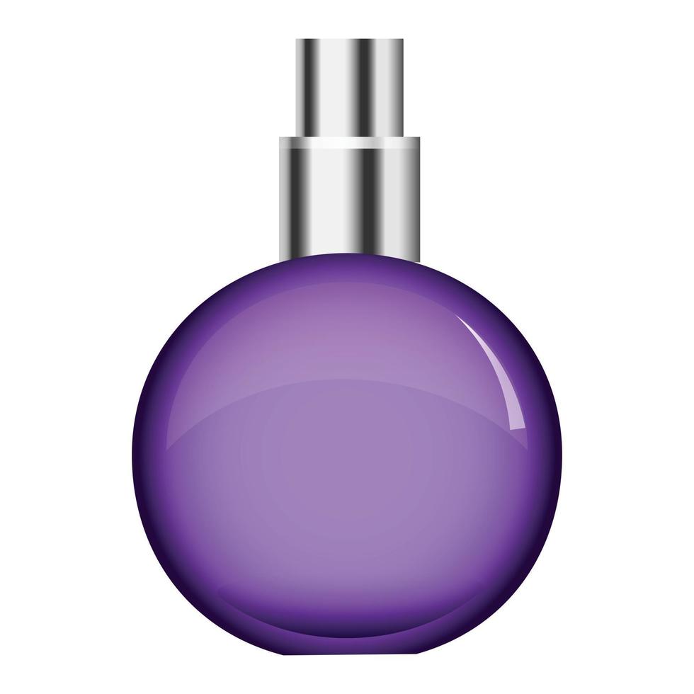 Purple perfume bottle mockup, realistic style vector