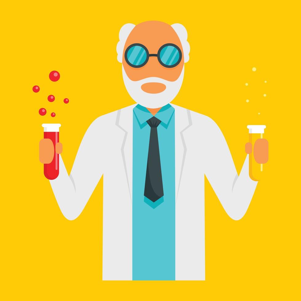 Scientific man icon, flat style vector