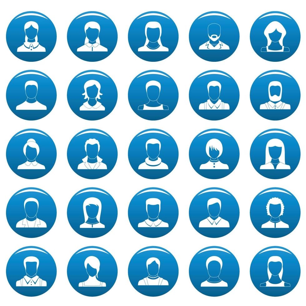 Avatar user vector icons set blue, simple style