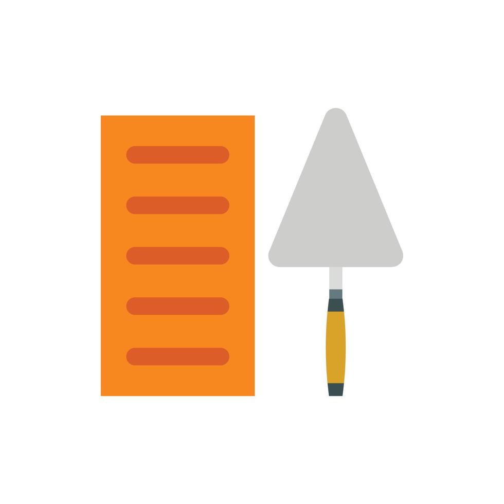 Brick and trowel icon, flat style vector