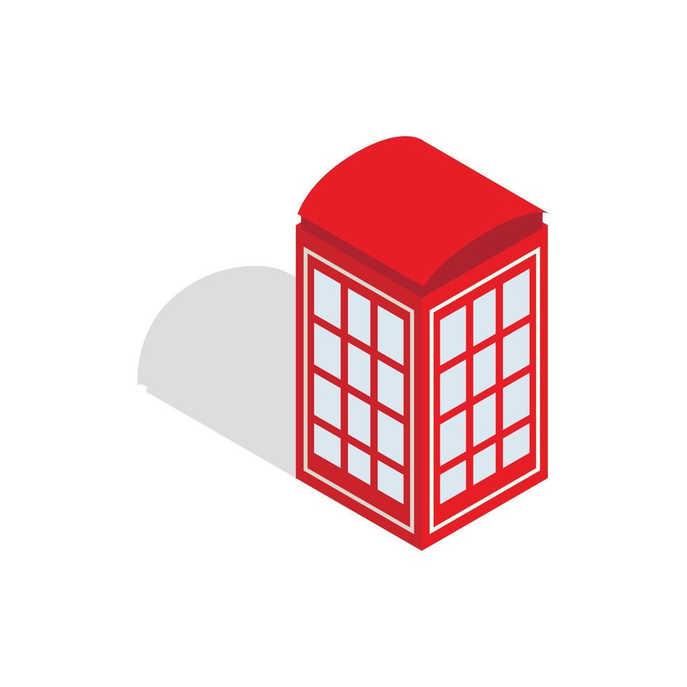 Red telephone booth icon, isometric 3d style vector