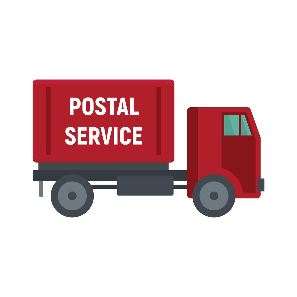 icono de camión de servicio postal, estilo plano vector